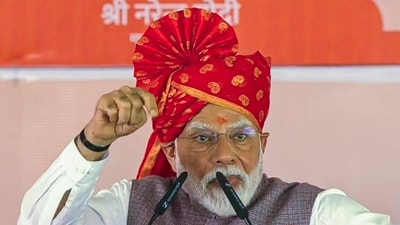 Prime Minister Narendra Modi addresses during the inauguration and foundation stone laying of various development projects, in Bikaner district, Rajasthan. (PMO)