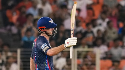 Mitchell Marsh was in top form, as he bulldozed his way to 117(64), the first century by an overseas player this IPL. Marsh hit 10 boundaries and 8 sixes in his innings, the best of his IPL career. (PTI) Mitchell Marsh was in top form, as he bulldozed his way to 117(64), the first century by an overseas player this IPL. Marsh hit 10 boundaries and 8 sixes in his innings, the best of his IPL career. (PTI)