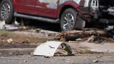 Debris covers the ground after a small plane crashed into a San Diego neighborhood earlier, setting several homes on fire and forcing evacuations along several blocks early Thursday, May 22, 2025. (AP Photo/Gregory Bull) (AP) Debris covers the ground after a small plane crashed into a San Diego neighborhood earlier, setting several homes on fire and forcing evacuations along several blocks early Thursday, May 22, 2025. (AP Photo/Gregory Bull) (AP)