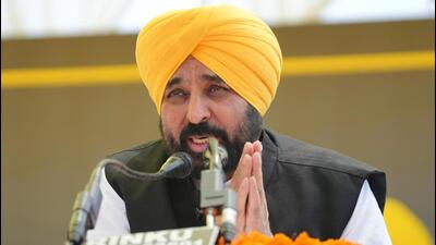 Punjab chief minister Bhagwant Mann on Thursday objected to the Centre’s decision to deploy a contingent of 296 CISF personnel to secure the Nangal dam. He was addressing a press conference in Sangrur. (HT Photo) Punjab chief minister Bhagwant Mann on Thursday objected to the Centre’s decision to deploy a contingent of 296 CISF personnel to secure the Nangal dam. He was addressing a press conference in Sangrur. (HT Photo)