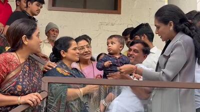 The custody of Vaishali Hagawane’s 10-month-old child was given to his grandparents Anil and Swati Kaspate. (Video grab) The custody of Vaishali Hagawane’s 10-month-old child was given to his grandparents Anil and Swati Kaspate. (Video grab)