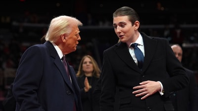 Donald Trump mentioned son Barron's height during a meeting with Florida Gators. (AP)