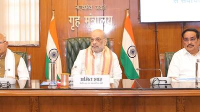 Union home minister Amit Shah holds meeting on the cleaning of Yamuna, drinking water and sewage system in Delhi on Thursday. (PIB) Union home minister Amit Shah holds meeting on the cleaning of Yamuna, drinking water and sewage system in Delhi on Thursday. (PIB)
