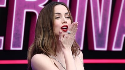 Ana De Armas blows a kiss as she poses on the red carpet upon arrival for the World Premiere of Ballerina in central London, on May 22, 2025. (Photo by HENRY NICHOLLS / AFP) (AFP)