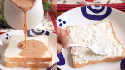 The trending dish consists of three primary ingredients: kadak chai (strong milk tea), malai (fresh cream), and sliced bread. (Instagram/@meghnasfoodmagic) The trending dish consists of three primary ingredients: kadak chai (strong milk tea), malai (fresh cream), and sliced bread. (Instagram/@meghnasfoodmagic)