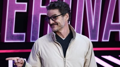 Pedro Pascal was his goofy self as he posed during the premiere of Ballerina. He was last seen in The Last of Us Season 2. (Photo by HENRY NICHOLLS / AFP) (AFP)