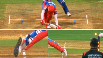 Abhishek Porel was dismissed via stumping during DC's match against MI (X) Abhishek Porel was dismissed via stumping during DC's match against MI (X)