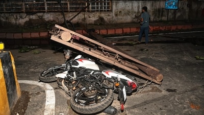 The sudden rainfall caused widespread damage to vehicles and infrastructure. It also claimed the lives of two persons in the capital. A 22-year-old man and a person with disabilities died in two separate rain-related incidents, police said. (Sunil Ghosh/Hindustan Times) The sudden rainfall caused widespread damage to vehicles and infrastructure. It also claimed the lives of two persons in the capital. A 22-year-old man and a person with disabilities died in two separate rain-related incidents, police said. (Sunil Ghosh/Hindustan Times)