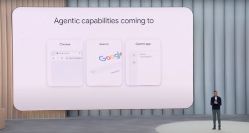 Sundar Pichai talking about the agentic capabilities coming to Google products during the I/O conference in California. (HT Photo) Sundar Pichai talking about the agentic capabilities coming to Google products during the I/O conference in California. (HT Photo)