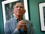 Brazilian photographer Sebastião Salgado leads a tour of his exhibition, "Sebastião Salgado: Genesis," on April 24, 2014, at the National Museum of Singapore. (AP Photo/Wong Maye-E, File)