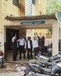 The damaged portion at the entrance of sub-registrar office in Agra on Friday. (HT Photo)