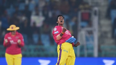 UP Warriorz Skipper Deepti Sharma celebrates after winning a match. UP Warriorz Skipper Deepti Sharma celebrates after winning a match.