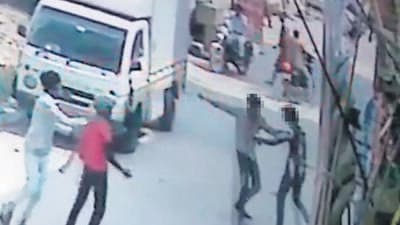 A screengrab from CCTV footage shows the attack.