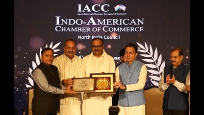 Deputy chief minister Brajesh Pathak and Union minister of state Jitin Prasad attendeding a programme organised under the aegis of Indo American Chamber of Commerce at a hotel in Lucknow. (Mushtaq Ali/HT Photo) Deputy chief minister Brajesh Pathak and Union minister of state Jitin Prasad attendeding a programme organised under the aegis of Indo American Chamber of Commerce at a hotel in Lucknow. (Mushtaq Ali/HT Photo)