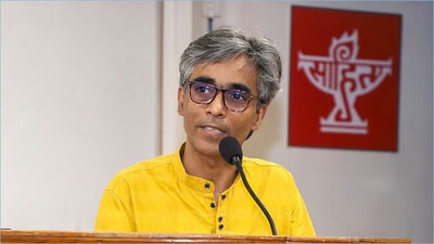 Irshad Khan ‘Sikandar’ reciting his poetry at a mushaira hosted by the Sahitya Akademi (Instagram) Irshad Khan ‘Sikandar’ reciting his poetry at a mushaira hosted by the Sahitya Akademi (Instagram)