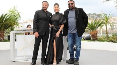 Rahul Bhat, Sunny Leone and Anurag Kashyap during a photocall for the premiere of Kennedy at the Cannes Film Festival in 2023. Rahul Bhat, Sunny Leone and Anurag Kashyap during a photocall for the premiere of Kennedy at the Cannes Film Festival in 2023.