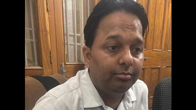 The PWD officer, who was caught taking bribe, in Gangapur city on Friday. (Sourced photo)
