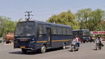The allegedly undocumented Bangladeshis in buses before they were flown from Jodhpur. (Sourced) The allegedly undocumented Bangladeshis in buses before they were flown from Jodhpur. (Sourced)