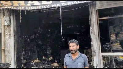 The fire, suspected to have been triggered by a short circuit, broke out around 9.30 am on Friday. (HT Photo)