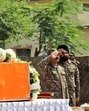 Army officials pay their respects to Sepoy Gaykar Sandip Pandurang at Satwari in Jammu on Friday. (HT Photo)