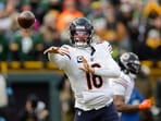 Chicago Bears quarterback Caleb Williams (18) throws a pass during an NFL football game between the Green Bay Packers and Chicago Bears Sunday, Jan. 5, 2025, in Green Bay, Wis. (AP Photo/Matt Ludtke, File)