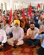 Federation of UT Employees & Workers holding a protest in Chandigarh on Friday. (Keshav Singh/HT) Federation of UT Employees & Workers holding a protest in Chandigarh on Friday. (Keshav Singh/HT)