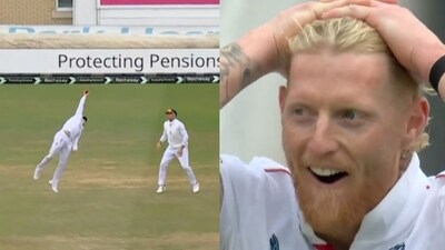 Ben Stokes was stunned by Harry Brook's one-handed catch. (Twitter) Ben Stokes was stunned by Harry Brook's one-handed catch. (Twitter)