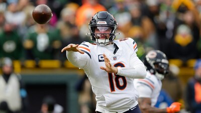 Chicago Bears quarterback Caleb Williams (18) throws a pass during an NFL football game between the Green Bay Packers and Chicago Bears Sunday, Jan. 5, 2025, in Green Bay, Wis. (AP Photo/Matt Ludtke, File) (AP) Chicago Bears quarterback Caleb Williams (18) throws a pass during an NFL football game between the Green Bay Packers and Chicago Bears Sunday, Jan. 5, 2025, in Green Bay, Wis. (AP Photo/Matt Ludtke, File) (AP)