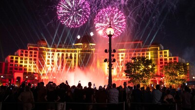 People attend a fireworks and light show during the Universal Epic Universe theme park grand opening celebration in Orlando, Florida, U.S. May 21, 2025. REUTERS/Marco Bello (REUTERS)