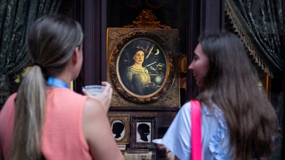 People interact with a game at "The Wizarding World of Harry Potter - Ministry of Magic" world in Universal Epic Universe theme park ahead of the grand opening celebration in Orlando, Florida, U.S. May 21, 2025. REUTERS/Marco Bello (REUTERS)