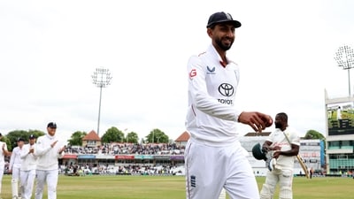 England's Shoaib Bashir takes the applause as he leaves ahead of his teammates after taking six wickets in the second Innings (AFP) England's Shoaib Bashir takes the applause as he leaves ahead of his teammates after taking six wickets in the second Innings (AFP)