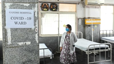 A doctor inspects an isolation ward prepared for the patients with COVID-19 symptoms at a government hospital in Secunderabad. (AFP) A doctor inspects an isolation ward prepared for the patients with COVID-19 symptoms at a government hospital in Secunderabad. (AFP)