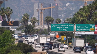 Traffic congestion is experienced ahead of the Memorial Day holiday weekend on the U.S. Highway 101 in Los Angeles on Friday, May 23, 2025. (AP) Traffic congestion is experienced ahead of the Memorial Day holiday weekend on the U.S. Highway 101 in Los Angeles on Friday, May 23, 2025. (AP)