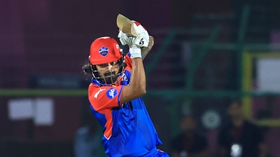 KL Rahul provided early impetus to DC's innings, scoring 35(21) to give a strong start. While he couldn't see through the powerplay, he finishes with 539 runs in the season. (PTI) KL Rahul provided early impetus to DC's innings, scoring 35(21) to give a strong start. While he couldn't see through the powerplay, he finishes with 539 runs in the season. (PTI)