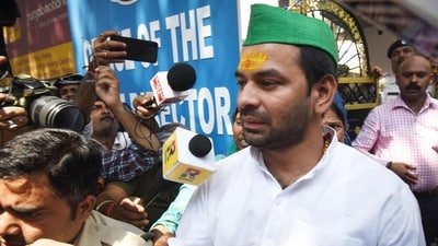 Many social media users were quick to point out that Tej Pratap, son of RJD supremo Lalu Prasad Yadav, is already married. (HT Photo )