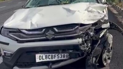 The Maruti Brezza involved in the accident. (HT Photo) The Maruti Brezza involved in the accident. (HT Photo)