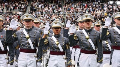 The graduating class of the United States Military Academy prepare swear in during their graduation ceremony at West Point in Michie Stadium on May 24, 2025 in West Point, New York. (Getty Images via AFP) The graduating class of the United States Military Academy prepare swear in during their graduation ceremony at West Point in Michie Stadium on May 24, 2025 in West Point, New York. (Getty Images via AFP)