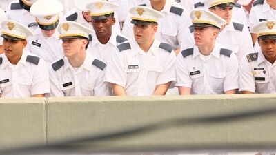 West Point undergraduates wait for the start of the United States Military Academy graduation at West Point in Michie Stadium on May 24, 2025 in West Point, New York. (Getty Images via AFP) West Point undergraduates wait for the start of the United States Military Academy graduation at West Point in Michie Stadium on May 24, 2025 in West Point, New York. (Getty Images via AFP)