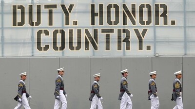 The graduating class of the United States Military Academy arrive for their graduation ceremony at West Point in Michie Stadium on May 24, 2025 in West Point, New York. (Getty Images via AFP) The graduating class of the United States Military Academy arrive for their graduation ceremony at West Point in Michie Stadium on May 24, 2025 in West Point, New York. (Getty Images via AFP)