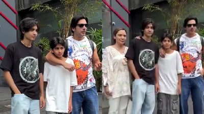 Zayed Khan with his sons and wife in Mumbai. Zayed Khan with his sons and wife in Mumbai.