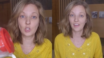 A viral video showed an American woman in India praising Indian milk’s creaminess and flavour. (Instagram/kristenfischer3 ) A viral video showed an American woman in India praising Indian milk’s creaminess and flavour. (Instagram/kristenfischer3 )