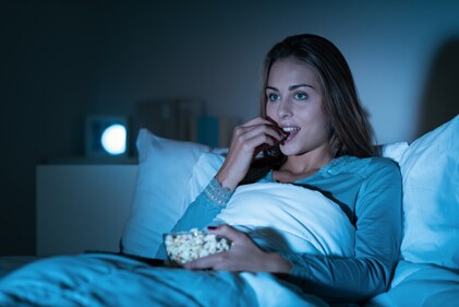 Watching TV in bed is cosy but not good for sleep. (Shutterstock) Watching TV in bed is cosy but not good for sleep. (Shutterstock)