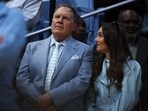 North Carolina Tar Heels football head coach Bill Belichick and his girlfriend Jordon Hudson look on during the first half of the game between the North Carolina Tar Heels and the Duke Blue Devils at Dean E. Smith Centre on March 08, 2025, in Chapel Hill, North Carolina. North Carolina Tar Heels football head coach Bill Belichick and his girlfriend Jordon Hudson look on during the first half of the game between the North Carolina Tar Heels and the Duke Blue Devils at Dean E. Smith Centre on March 08, 2025, in Chapel Hill, North Carolina.