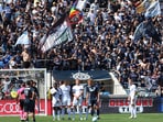 After a violent clash between fans, San Diego FC and LA Galaxy released a joint statement denouncing the incidents.  Mandatory Credit: Abe Arredondo-Imagn Images