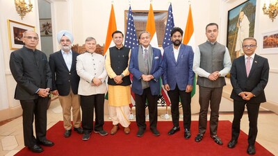 The delegation included other members including JMM MP Sarfaraz Ahmad, BJP MPs Tejasvi Surya, Bhubaneswar Kalita, and TDP MP Ganti Harish Madhur. (X/India in New York) The delegation included other members including JMM MP Sarfaraz Ahmad, BJP MPs Tejasvi Surya, Bhubaneswar Kalita, and TDP MP Ganti Harish Madhur. (X/India in New York)