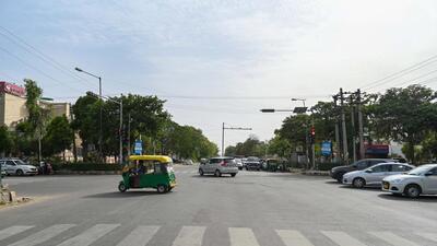 Ambedkar Chowk on Vikas Marg in Gurugram. (Parveen Kumar/HT Photo) Ambedkar Chowk on Vikas Marg in Gurugram. (Parveen Kumar/HT Photo)
