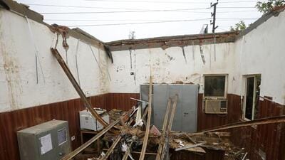 Debris following roof collapse of the ACP’s office. (Sakib Ali/HT Photo ) Debris following roof collapse of the ACP’s office. (Sakib Ali/HT Photo )