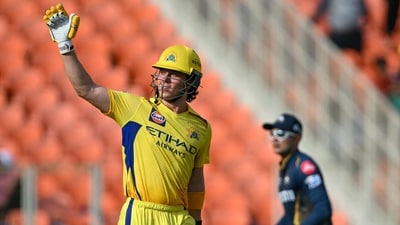 Dewald Brevis smashed 19-ball half-century against Gujarat Titans. (AFP) Dewald Brevis smashed 19-ball half-century against Gujarat Titans. (AFP)