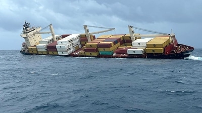 A Liberian-flagged container ship with hazardous cargo has sunk off India's southern coast of Kerala, the navy said on May 25, after rescuing all 24 crew members safely. (AFP)