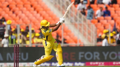 Ayush Mhatre gave CSK the perfect start with a fast-and-furious 34(17), which included a 28-run over in just the second over of the match agaisnt Arshad Khan. CSK didn't look back. (PTI) Ayush Mhatre gave CSK the perfect start with a fast-and-furious 34(17), which included a 28-run over in just the second over of the match agaisnt Arshad Khan. CSK didn't look back. (PTI)